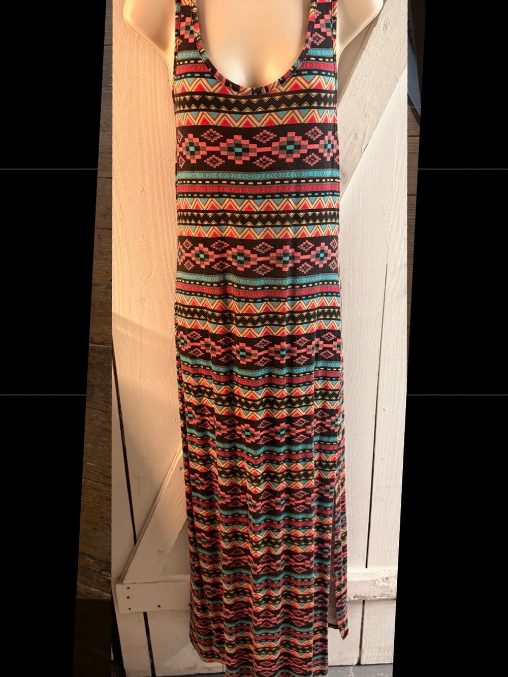 Sleeveless Tribal Print Maxi Skirt Dress - Multi